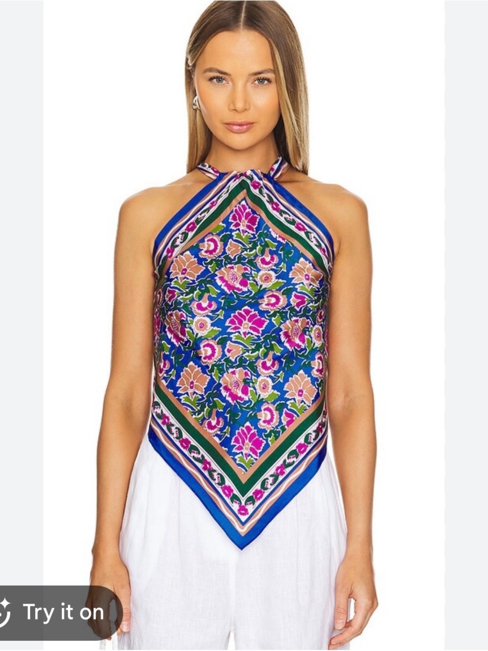 Veronica Beard Raphael Silk Floral Halter Scarf Top